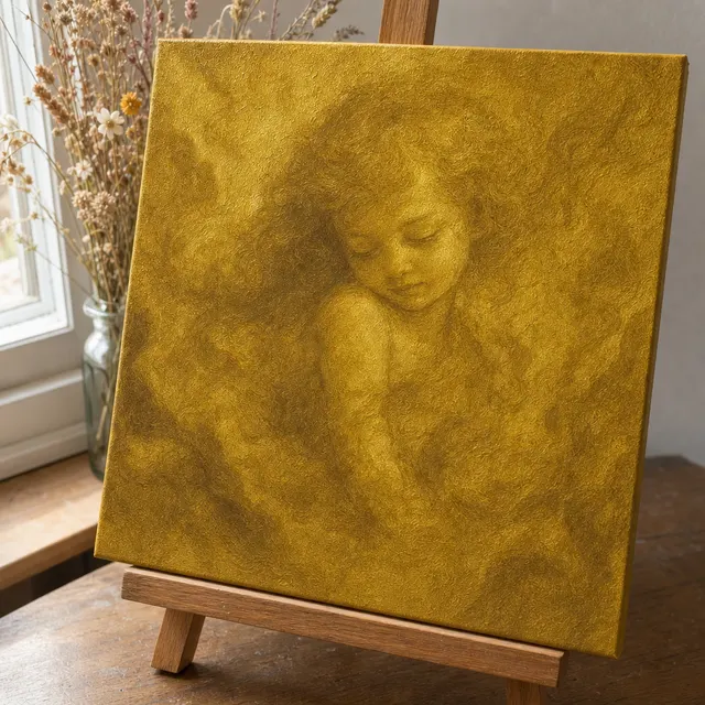 Dreamy one-color oil portrait example
