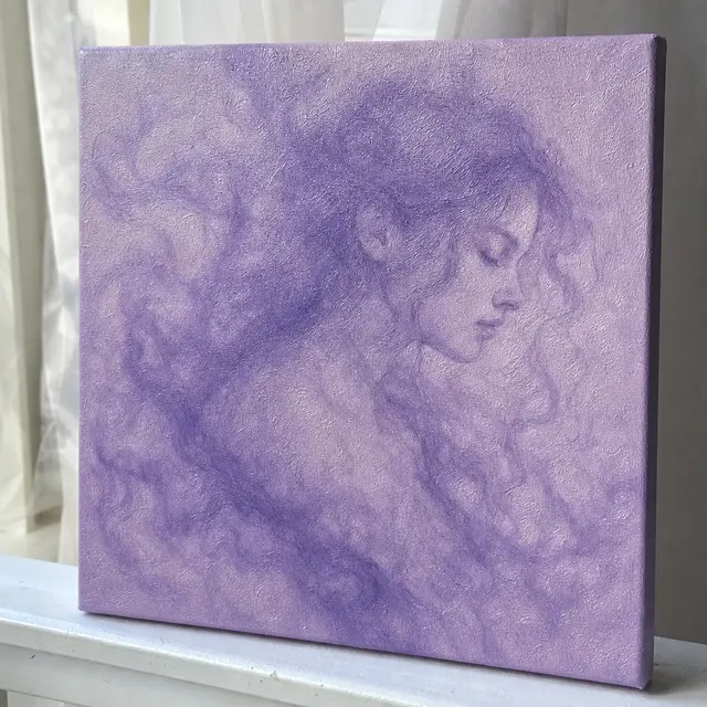 Dreamy one-color oil portrait example