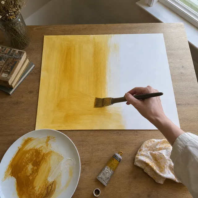Brushing a warm golden wash across a canvas
